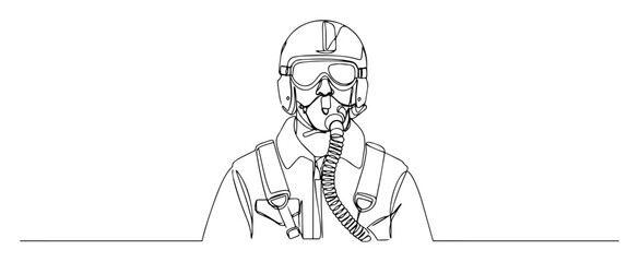 monoline engraving vector of pilot wearing helmet and oxygen mask © Wieslaw