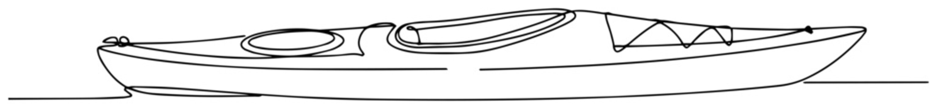 monoline engraving vector of kayak boat top view