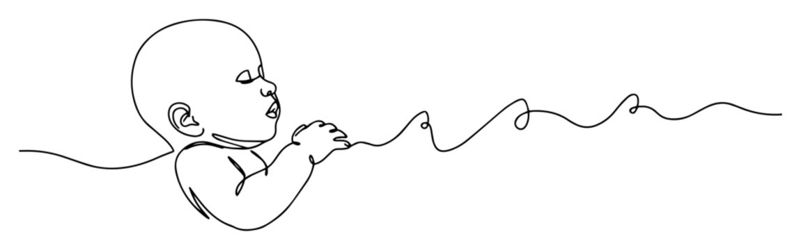 baby playing with string line art vector