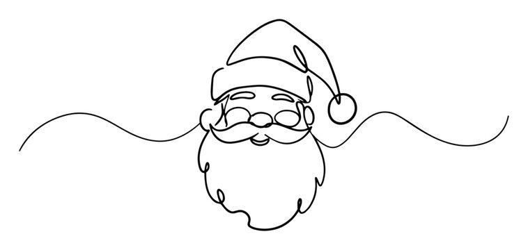 one line engraving vector santa claus face