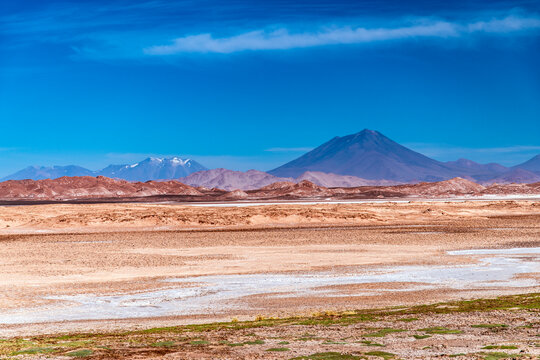 Volcano and Salt Flat Landscape in Arizaro, Argentina