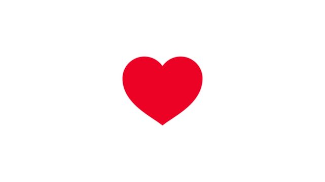 Red Heart Beating Pulse Animation on White Background