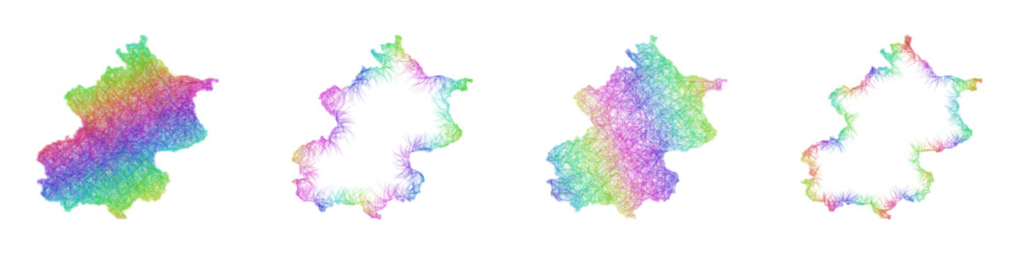 Colorful sketch Beijing map design set