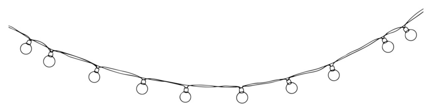vector one line drawing of holiday string lights