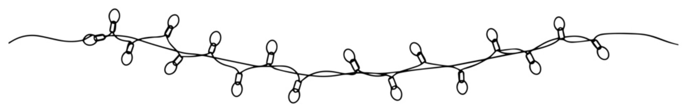 vector one line drawing of christmas string lights decoration