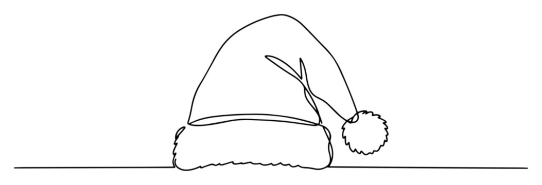 monoline vector drawing of santa claus hat