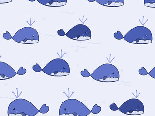 Naklejka premium Adorable Whale Scatter Nautical Nursery Pattern Art