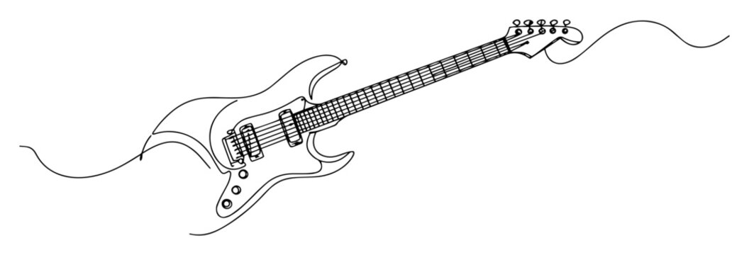 electric guitar icon &ndash; rock music instrument line art