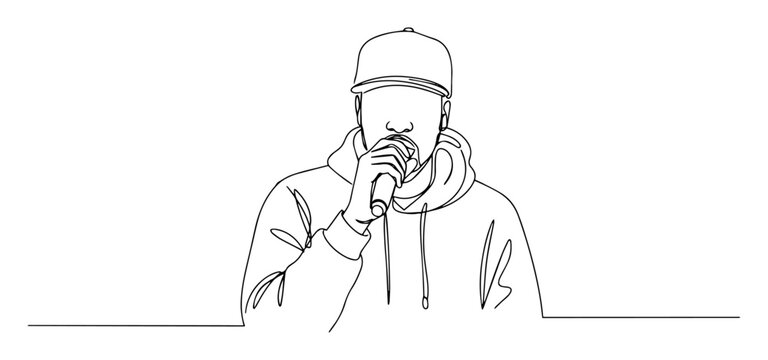 rapper with microphone icon &ndash; hip hop artist outline