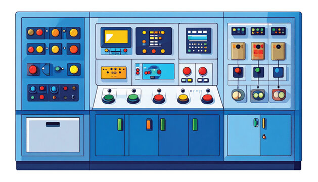 Industrial control panel with buttons.