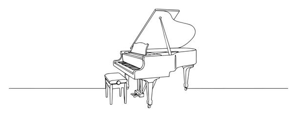 grand piano lineart – classical concert instrument © Wieslaw