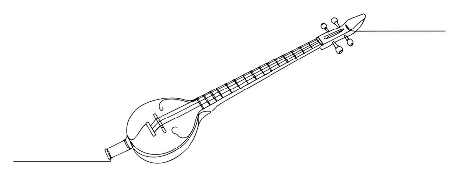 setar lineart &ndash; traditional persian string instrument