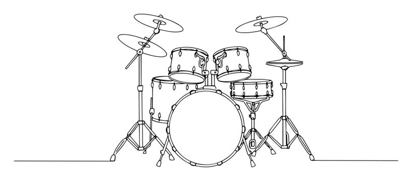 drum set lineart &ndash; percussion instrument kit