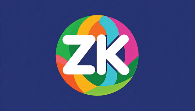 ZK logo on multicolor circle.