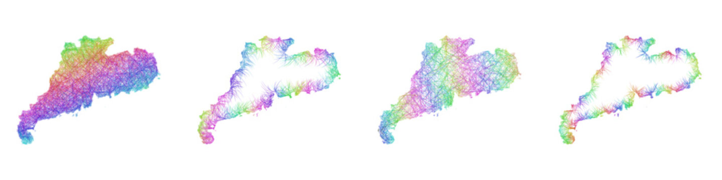 Multicolored sketch Guangdong map design set