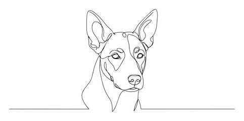 dog face with upright ears monoline vector © Wieslaw