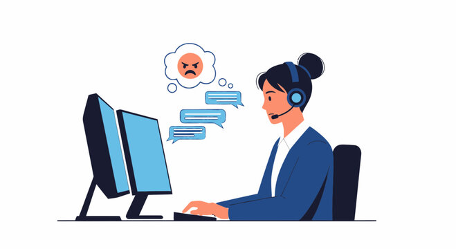 Customer Service Agent Frustrated with Difficult Call, Overworked Employee