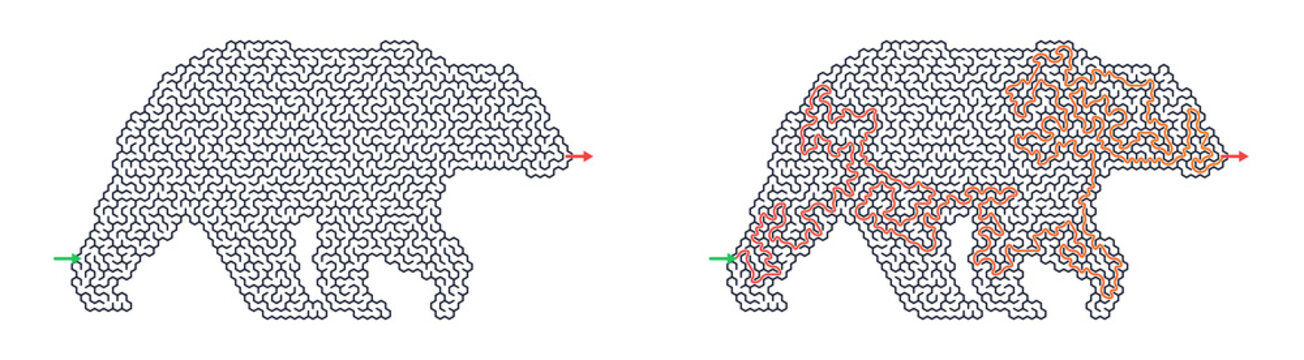 Maze game: guide the bear and find the exit.