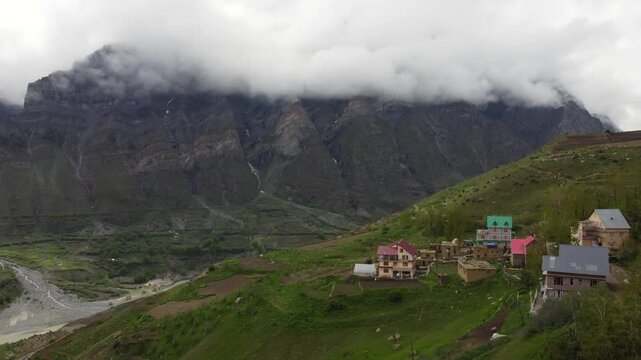 Aerial View of Himalayan Mountain Valley in Himachal Pradesh, India