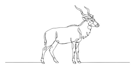 antelope with curved horns side view engraving oneline vector © Wieslaw