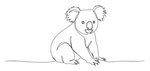 sitting koala bear australian wildlife black vector thin line on white background © Wieslaw