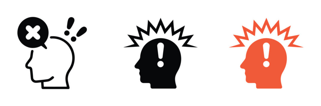 Panic Icon for Confusion, Critical Thinking Breakdown, Emergency Alert, and Cognitive Overload Warning Symbol, vector design