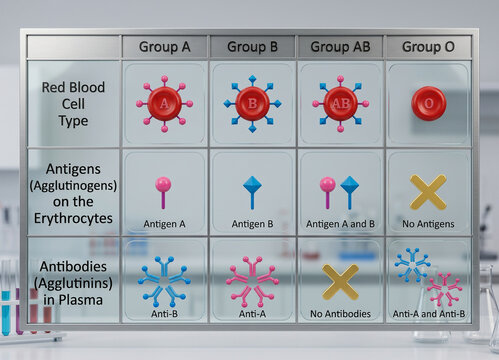 ABO blood group system explanatory chart.