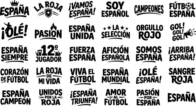 Spanish football phrases and slogans in black