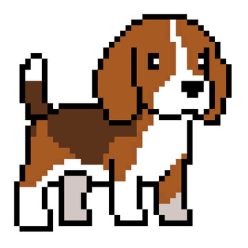 cute dog characters, cute beagle dog characters, dog illustrations, beagle dogs, dog illustrations PNG, pixel art style beagle dogs, Pixel art style dog images