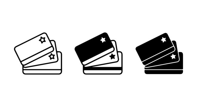 Credit Card Icons, Payment Cards, Plastic Money Set, Financial Transaction Symbols