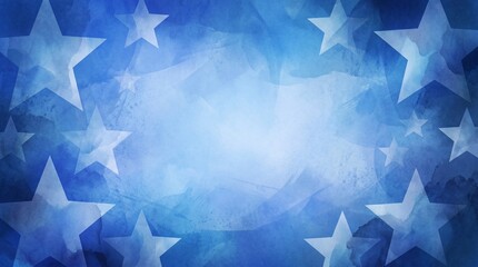 Obraz premium Abstract watercolor background with blue stars and artistic wash texture.