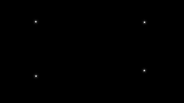 Shiny glowing stars with fairy twinkle stars on black screen chroma key background including glitter sparkle animated elements and blinking light effect for magical motion graphics.