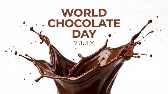 Dynamic splash of rich milk chocolate against white background for world chocolate day.