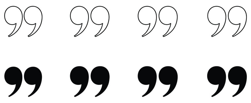 Quotation Marks Icon Set Inverted Comma Symbol Speech Marks Punctuation Quotation Typography Interface Design vector design