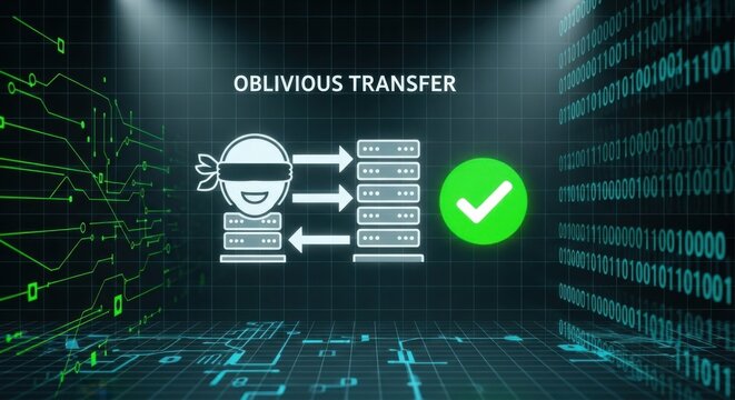 Cryptographic concept of oblivious transfer with secure data server architecture