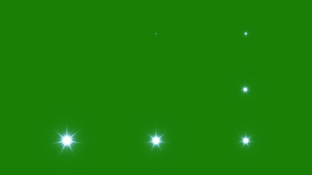 Twinkling star blast motion graphics, shimmering white lights with flat doodle vector effects, retro shine movement, 4k resolution video loop, isolated green screen flash.