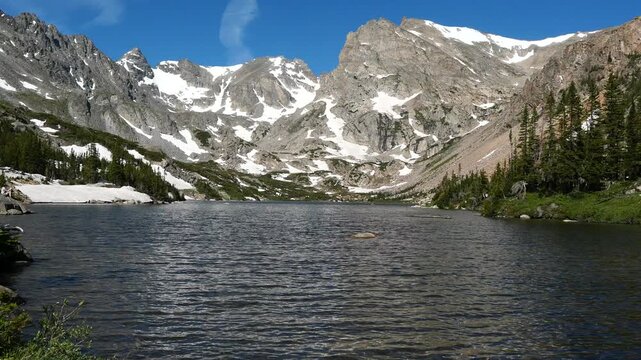 Lake Isabelle with Shoshoni and Apache Peaks in Colorado Rocky Mountains 4K