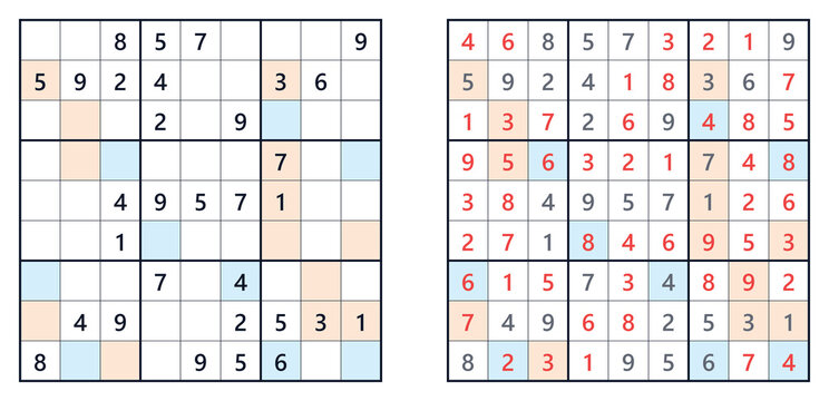 Sudoku puzzle 9x9 hard for adults printable with answers A4