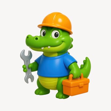 Cartoon crocodile construction worker