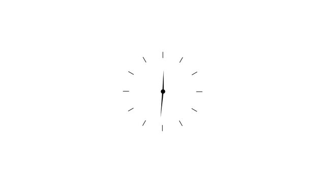 Minimalist black Line Clock Dial Animation Tracking Time, Abstract Linear Clockwise Motion on white Background