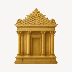 Naklejka premium Ornate golden architectural facade illustration.