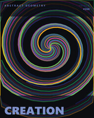 Fototapeta premium Colorful spiral vortex abstract design on black background