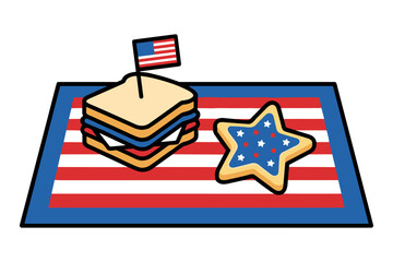 Obraz premium American picnic with sandwich and cookie, holiday food and drink.