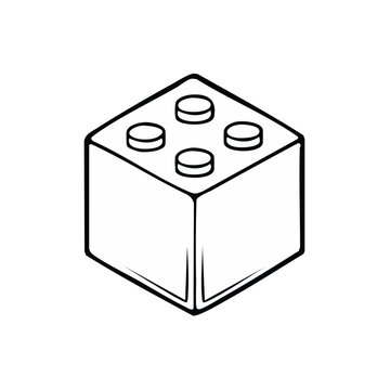 Simple outline illustration of a single four-stud building block toy piece