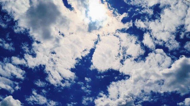Flying through cumulus clouds at high altitude with clear skies