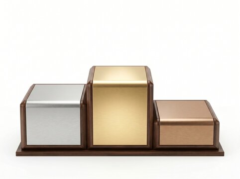 Podium of Achievement: A tiered podium with gold, silver, and bronze platforms stands ready to honor champions, symbolizing victory and recognition.