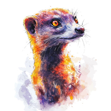 Mongoose watercolor textures, fantasy semi-realistic artwork, subtle glow, white background