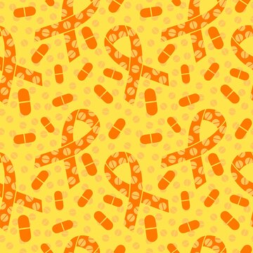 Breast cancer month seamless pink ribbon day mammogram pattern for medical accessories and medicine textiles