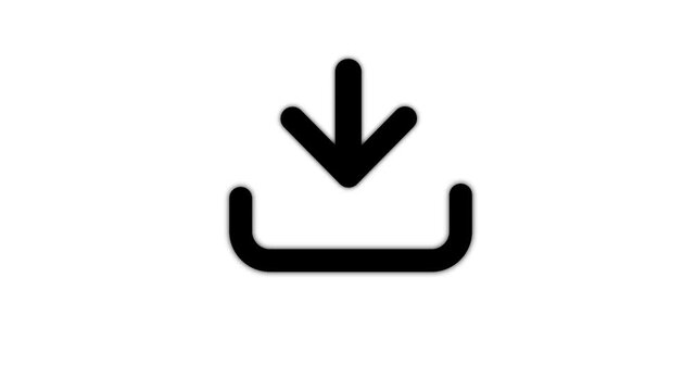 Minimalist black download icon animation isolated on a clean white background for user interface design loading and saving motion graphics
