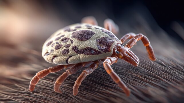 Close up macro of an isolated tick insect with detailed texture